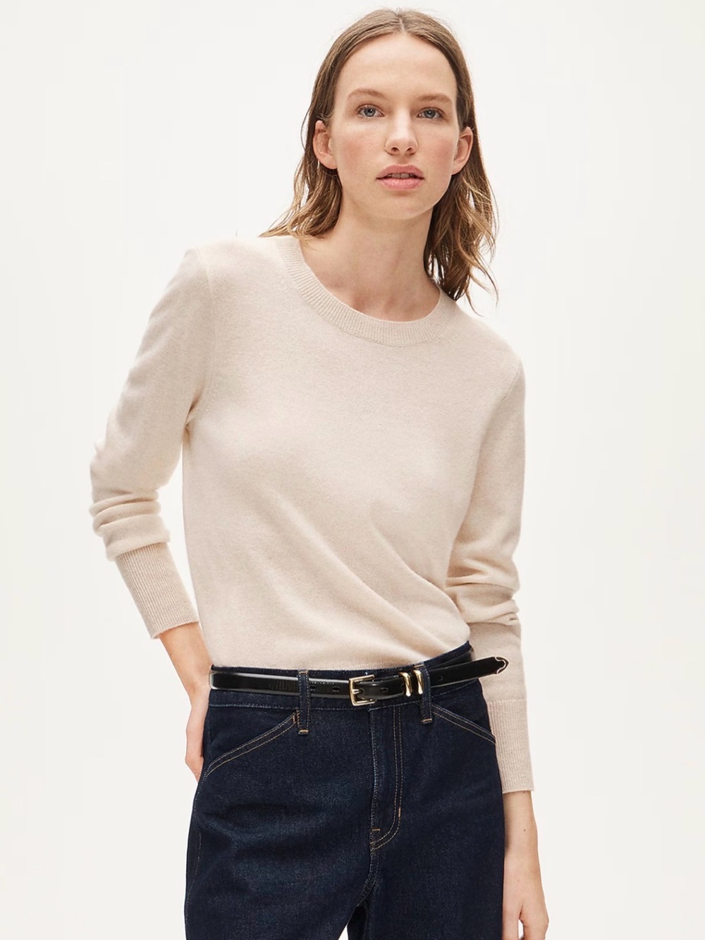 J. Crew Cashmere Classic Fit Crewneck Sweater Hthr Natural